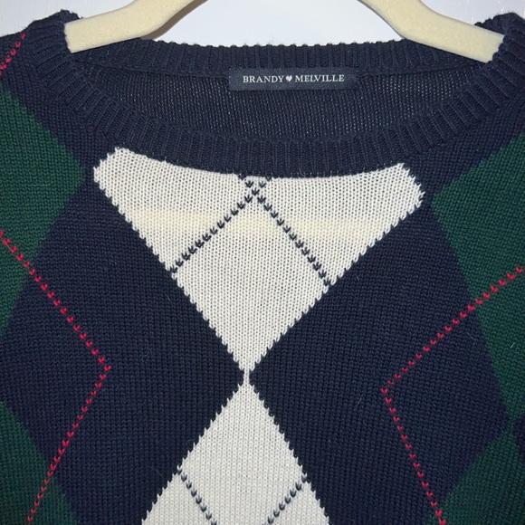 Brandy Melville Argyle Sweater - Picture 2 of 7